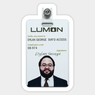 Severance series lumon industries DYLAN GEORGE Badge fan works graphic design by ironpalette Sticker